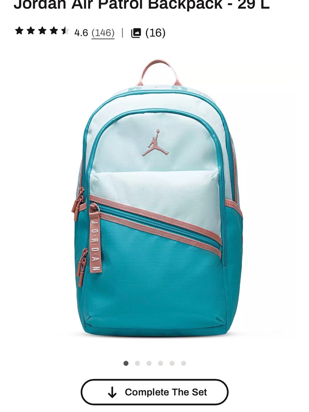 Jordan Teal, Light Blue & Pink Air Patrol Backpack